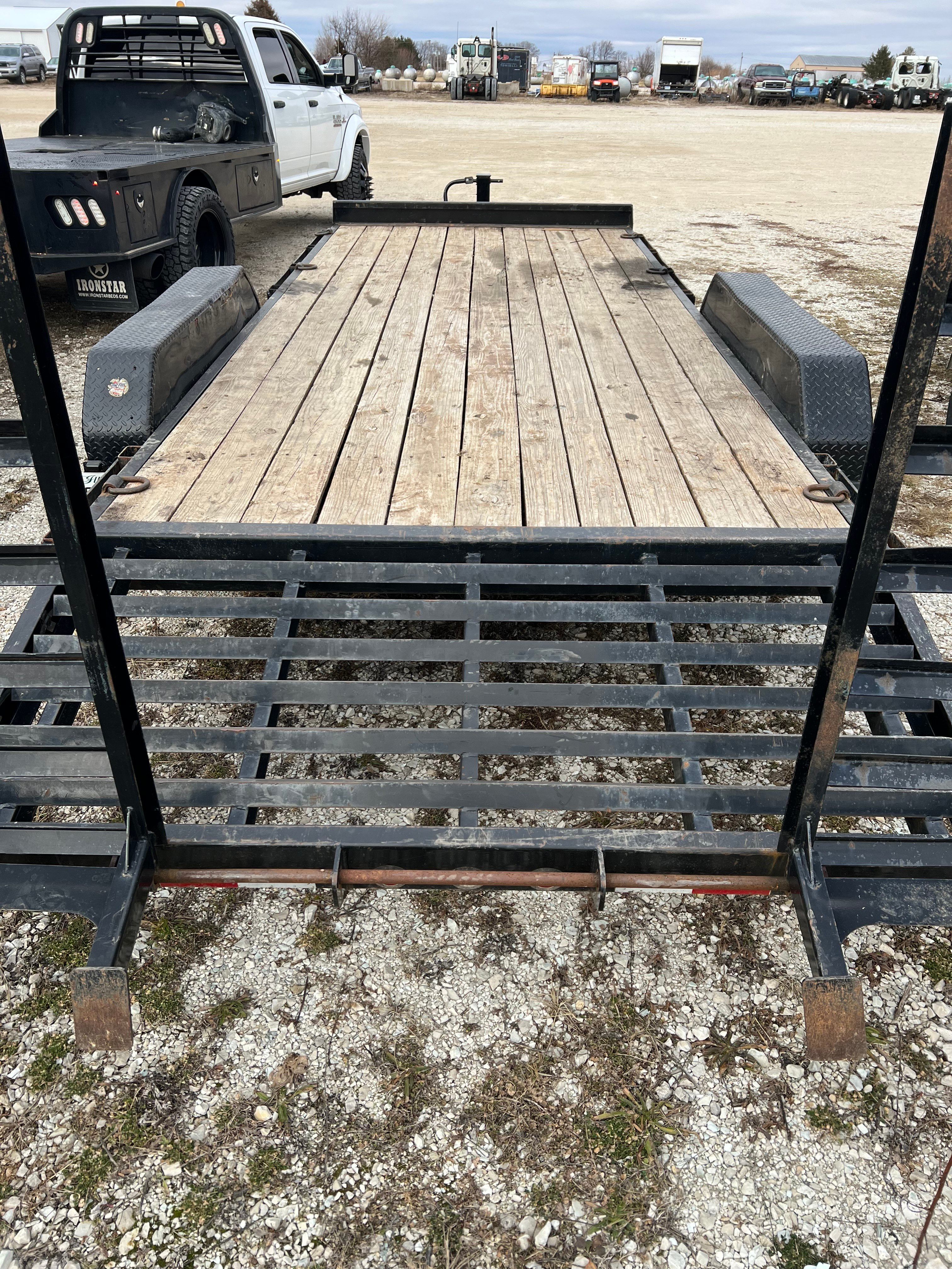 Big Tex trailer deck overhead view with tie-down points