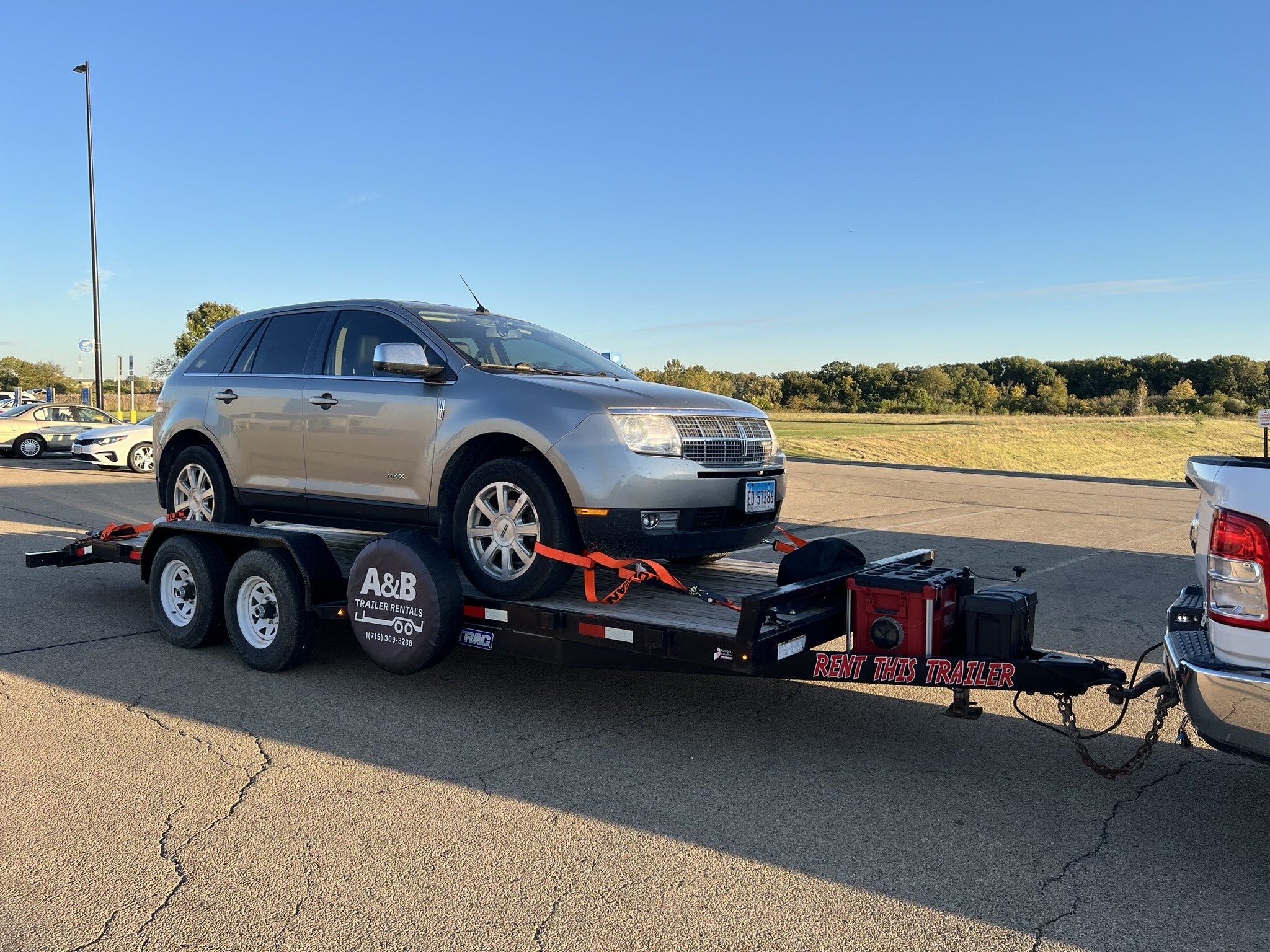 Car hauler trailer rental in Marseilles IL - 20ft SureTrac flatbed trailer for vehicle transport
